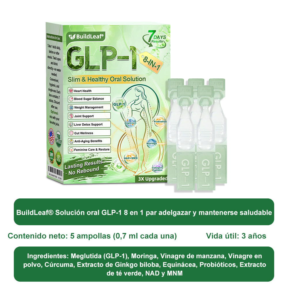 𝐁𝐮𝐢𝐥𝐝𝐋𝐞𝐚𝐟® 𝑮𝑳𝑷-1 𝐅𝐢𝐭 & 𝐕𝐢𝐭𝐚𝐥 8 en 1 𝐒𝐨𝐥𝐮𝐜𝐢ó𝐧 𝐎𝐫𝐚𝐥✨ (Solo una vez al día, cambios visibles en 7 días) Para obesidad, salud cardiovascular, diabetes, apnea del sueño, salud intestinal, problemas articulares y más