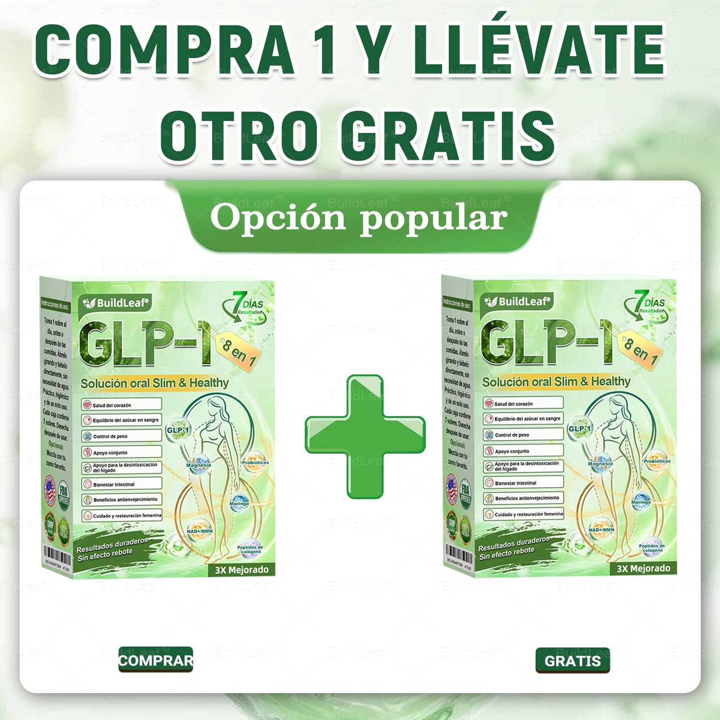 𝐁𝐮𝐢𝐥𝐝𝐋𝐞𝐚𝐟® 𝑮𝑳𝑷-1 𝐅𝐢𝐭 & 𝐕𝐢𝐭𝐚𝐥 8 en 1 𝐒𝐨𝐥𝐮𝐜𝐢ó𝐧 𝐎𝐫𝐚𝐥✨ (Solo una vez al día, cambios visibles en 7 días) Para obesidad, salud cardiovascular, diabetes, apnea del sueño, salud intestinal, problemas articulares y más