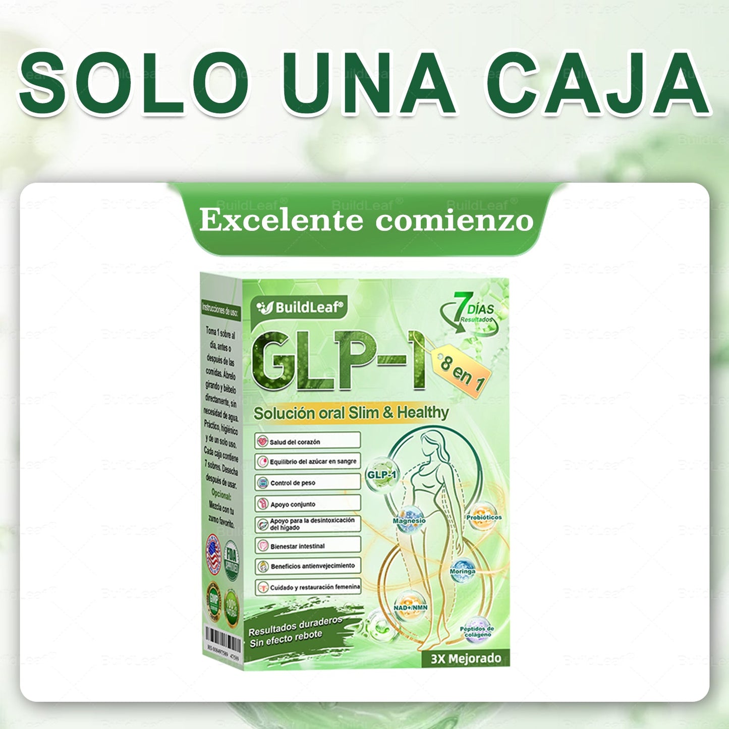 𝐁𝐮𝐢𝐥𝐝𝐋𝐞𝐚𝐟® 𝑮𝑳𝑷-1 𝐅𝐢𝐭 & 𝐕𝐢𝐭𝐚𝐥 8 en 1 𝐒𝐨𝐥𝐮𝐜𝐢ó𝐧 𝐎𝐫𝐚𝐥✨ (Solo una vez al día, cambios visibles en 7 días) Para obesidad, salud cardiovascular, diabetes, apnea del sueño, salud intestinal, problemas articulares y más