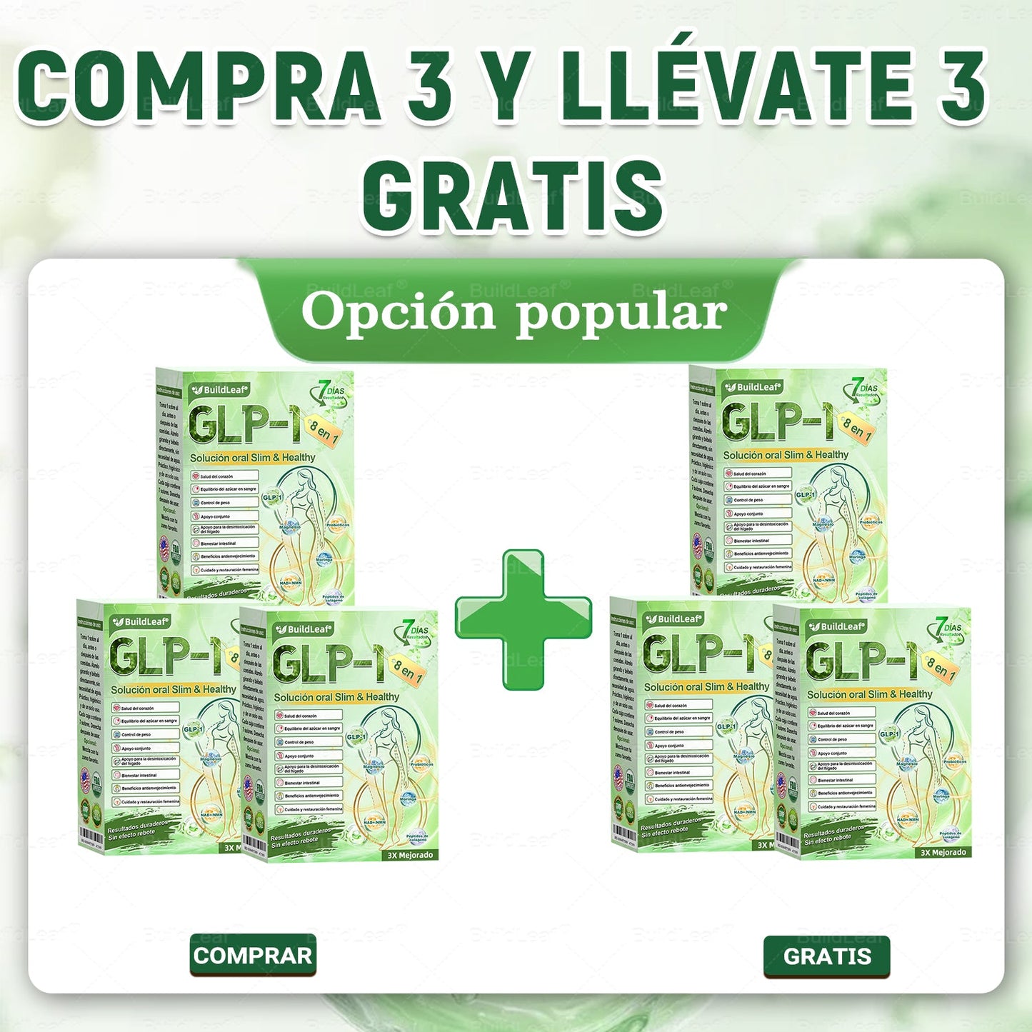 𝐁𝐮𝐢𝐥𝐝𝐋𝐞𝐚𝐟® 𝑮𝑳𝑷-1 𝐅𝐢𝐭 & 𝐕𝐢𝐭𝐚𝐥 8 en 1 𝐒𝐨𝐥𝐮𝐜𝐢ó𝐧 𝐎𝐫𝐚𝐥✨ (Solo una vez al día, cambios visibles en 7 días) Para obesidad, salud cardiovascular, diabetes, apnea del sueño, salud intestinal, problemas articulares y más