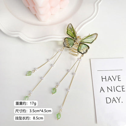 2022 New Butterfly Pearl Tassel Hairpin Korean Simple Side Clip Liu Haibian Clip Shark Hairpin Hair Accessories Women