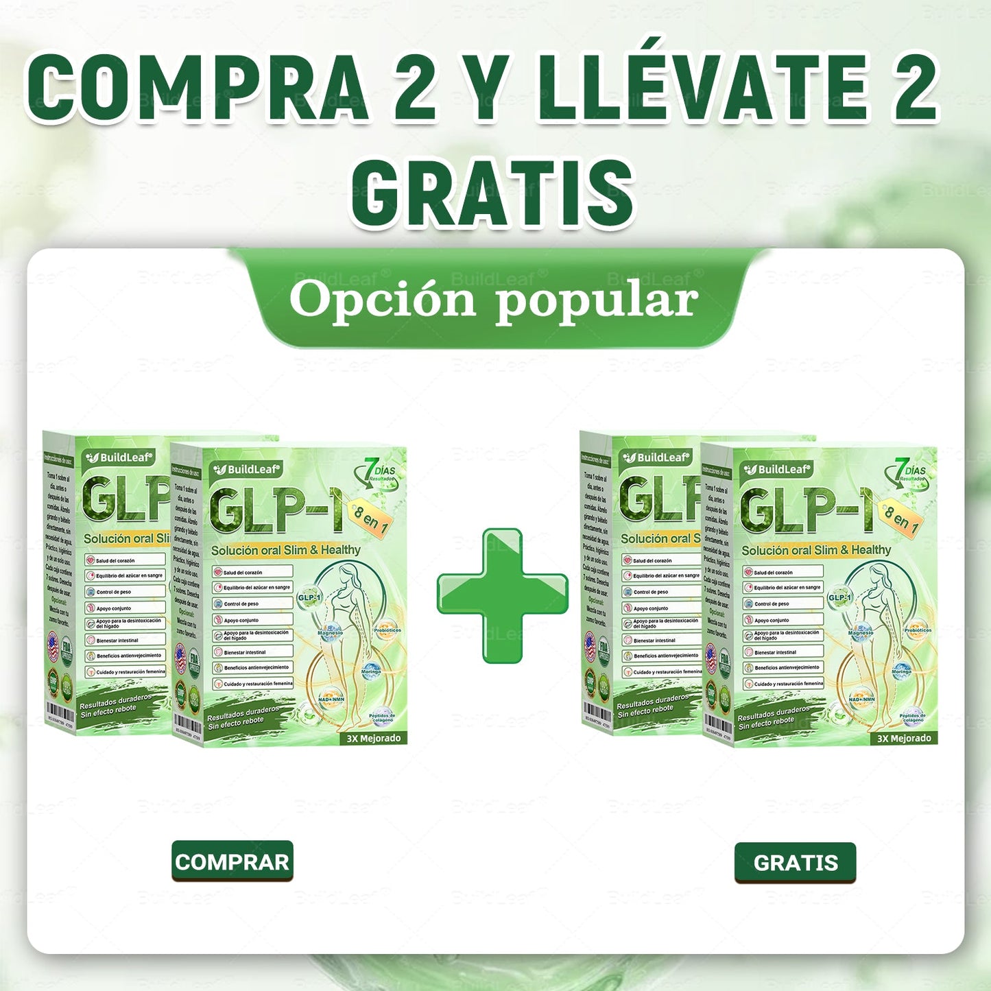 𝐁𝐮𝐢𝐥𝐝𝐋𝐞𝐚𝐟® 𝑮𝑳𝑷-1 𝐅𝐢𝐭 & 𝐕𝐢𝐭𝐚𝐥 8 en 1 𝐒𝐨𝐥𝐮𝐜𝐢ó𝐧 𝐎𝐫𝐚𝐥✨ (Solo una vez al día, cambios visibles en 7 días) Para obesidad, salud cardiovascular, diabetes, apnea del sueño, salud intestinal, problemas articulares y más